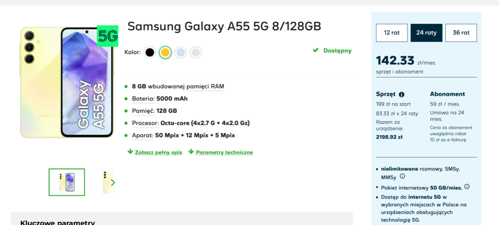 Oferta abonamentu z telefonem - Plus